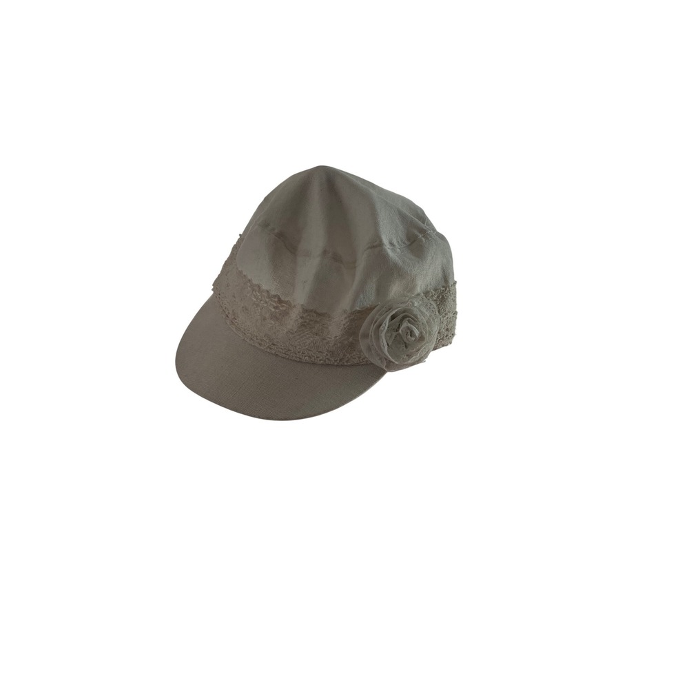 Cream Lace Flower Cadet Hat Newsboy Cap Cottagecore Boho One Size Ivory Trim